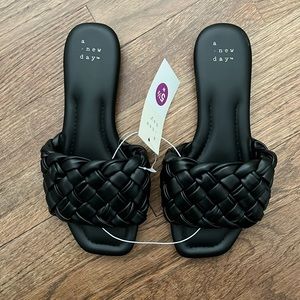 Black a new day braided slide sandals